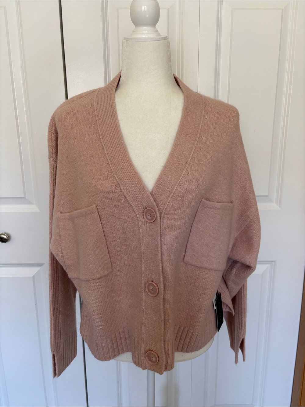 1. State Dusty Rose Button-Front Pocket Cardigan